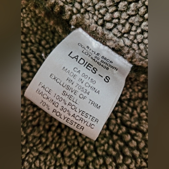 Orvis Women's Faux Suede Sherpa Jacket Brown Chocolate Lightweight, Large - Picture 6 of 16